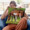 Horse And Foal Grazing Throw Pillow By David Stribbling