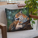 Jaguar In Tree Throw Pillow By David Stribbling