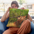 Red Deer Calling Throw Pillow By David Stribbling