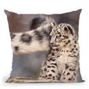 Side Swipe Snow Leopard Cub Throw Pillow By David Stribbling