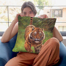 Sumatran Tiger Running Throw Pillow By David Stribbling
