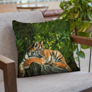 Tiger On Rock Throw Pillow By David Stribbling