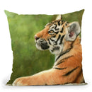 Tiger Cub Looking Up Throw Pillow By David Stribbling