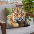Tiger Cub Water Throw Pillow By David Stribbling