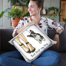 Furry Fashion Friends Ii But First Throw Pillow By Emily Adams