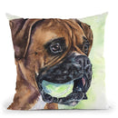 Boxer With Ball Throw Pillow By George Dyachenko