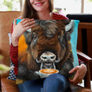 Bison Latte Throw Pillow By Holly Simental