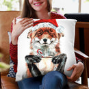 Morning Fox Christmas Throw Pillow By Holly Simental
