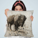 Lone Buffalo Throw Pillow By Image Conscious