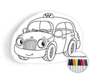 Little Taxi coloring pillow Made In USA