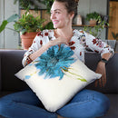 Turquoise Daisy On White Throw Pillow By Jan Griggs