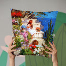 Mallorcan Terrace Throw Pillow By John Haskins - by all about vibe