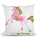 Unicorn Never Stop Throw Pillow by Jodi Pedri