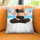 Yoga Beach Girl Throw Pillow by Jodi Pedri