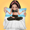 Yoga Beach Girl Throw Pillow by Jodi Pedri