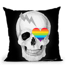 Skull With Heart Black Throw Pillow by Jodi Pedri