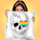 Skull With Heart White Throw Pillow by Jodi Pedri