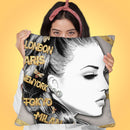 Around The World Gold Throw Pillow by Jodi Pedri