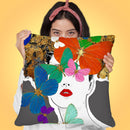 Butterfly Head Throw Pillow by Jodi Pedri