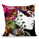 Flower Profile With Gold Throw Pillow by Jodi Pedri