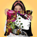 Flower Profile With Gold Throw Pillow by Jodi Pedri
