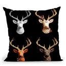 Deer Combo Blk Throw Pillow by Jodi Pedri