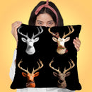 Deer Combo Blk Throw Pillow by Jodi Pedri