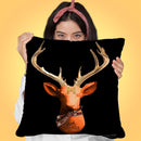 Deer H Blk Throw Pillow by Jodi Pedri