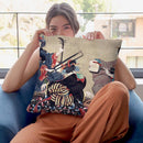 Three Women Playing Musical Throw Pillow By Katsushika Hokusai