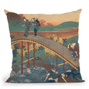 Poem By Ariwara No Narihira Throw Pillow By Katsushika Hokusai