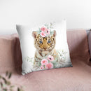 Flower Tiger Cub Throw Pillow By Little Pitti