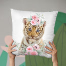 Flower Tiger Cub Throw Pillow By Little Pitti