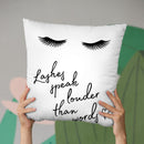 Lashes Speak Throw Pillow By Little Pitti