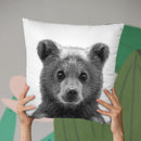 Baby Bear Bw Throw Pillow By Little Pitti
