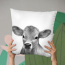 Calf Bw Throw Pillow By Little Pitti