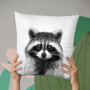 Raccoon Bw Throw Pillow By Little Pitti