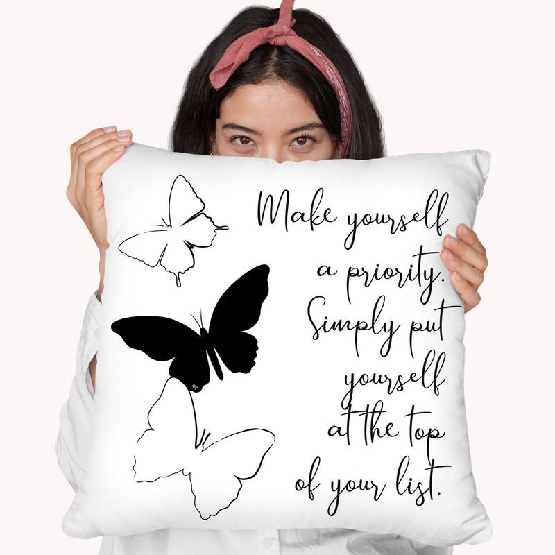 Butterflies Quote Throw Pillow By Martina Pavlova