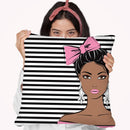 Bow Girl I Throw Pillow By Martina Pavlova