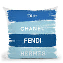 Blue Brands Throw Pillow By Martina Pavlova
