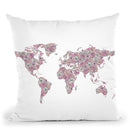 Flower World Map Throw Pillow By Martina Pavlova