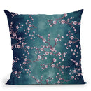 Sakura Love Teal Throw Pillow By Monika Strigel
