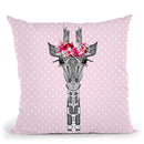 Flower Girl Giraffe Pink Dots Throw Pillow By Monika Strigel