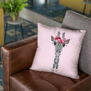 Flower Girl Giraffe Pink Dots Throw Pillow By Monika Strigel