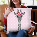 Flower Girl Giraffe Pink Dots Throw Pillow By Monika Strigel
