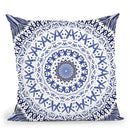 Festival Summer Indigo Denim Mandala Throw Pillow By Monika Strigel