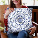 Festival Summer Indigo Denim Mandala Throw Pillow By Monika Strigel