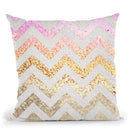 Gatsby Gold Pink Chevron Throw Pillow By Monika Strigel