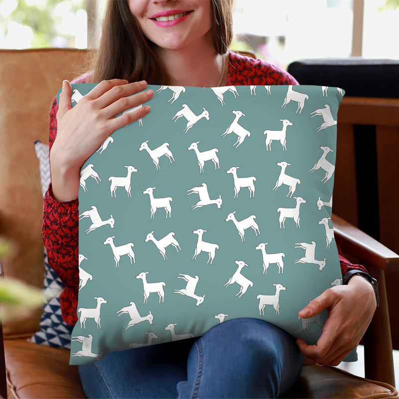 All About Lamas Teal Throw Pillow By Monika Strigel