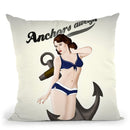 Anchors Aweigh - Classic Pin Up Throw Pillow By Niklas Gustafson