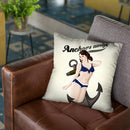 Anchors Aweigh - Classic Pin Up Throw Pillow By Niklas Gustafson